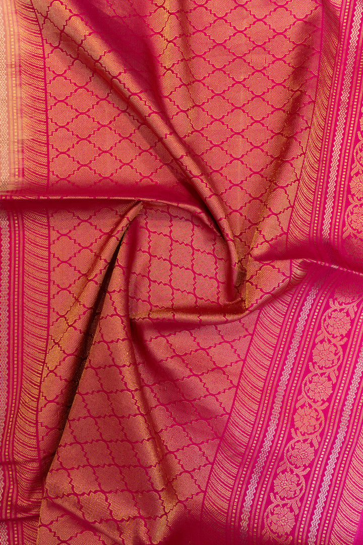 Beige and magenta pure soft silk saree
