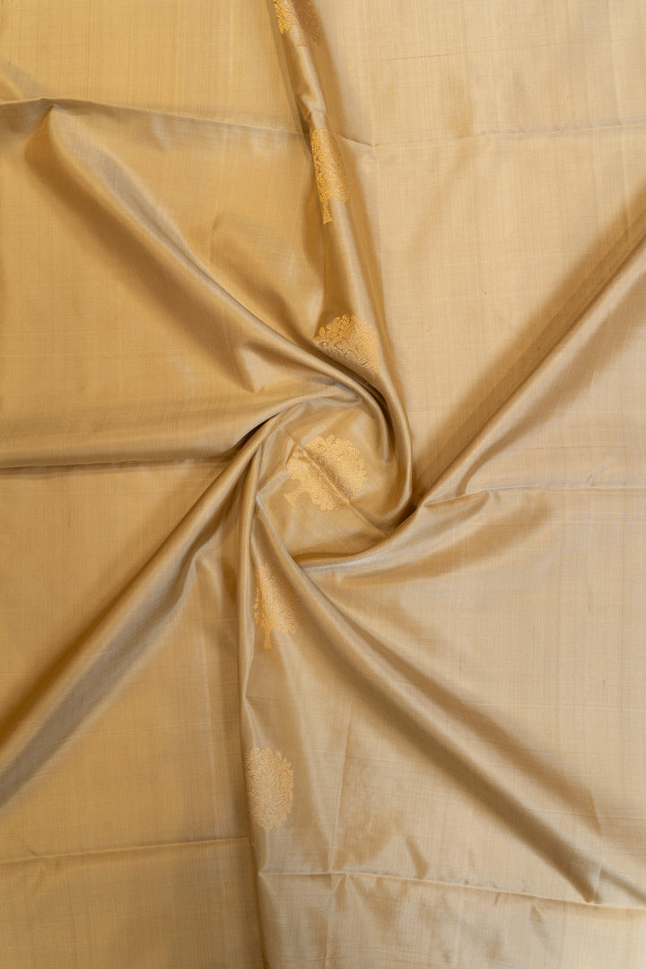 Beige and magenta pure soft silk saree