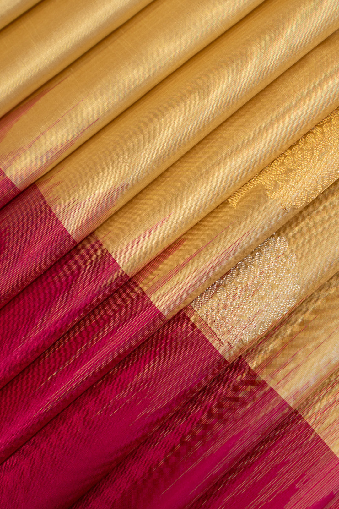 Beige and magenta pure soft silk saree