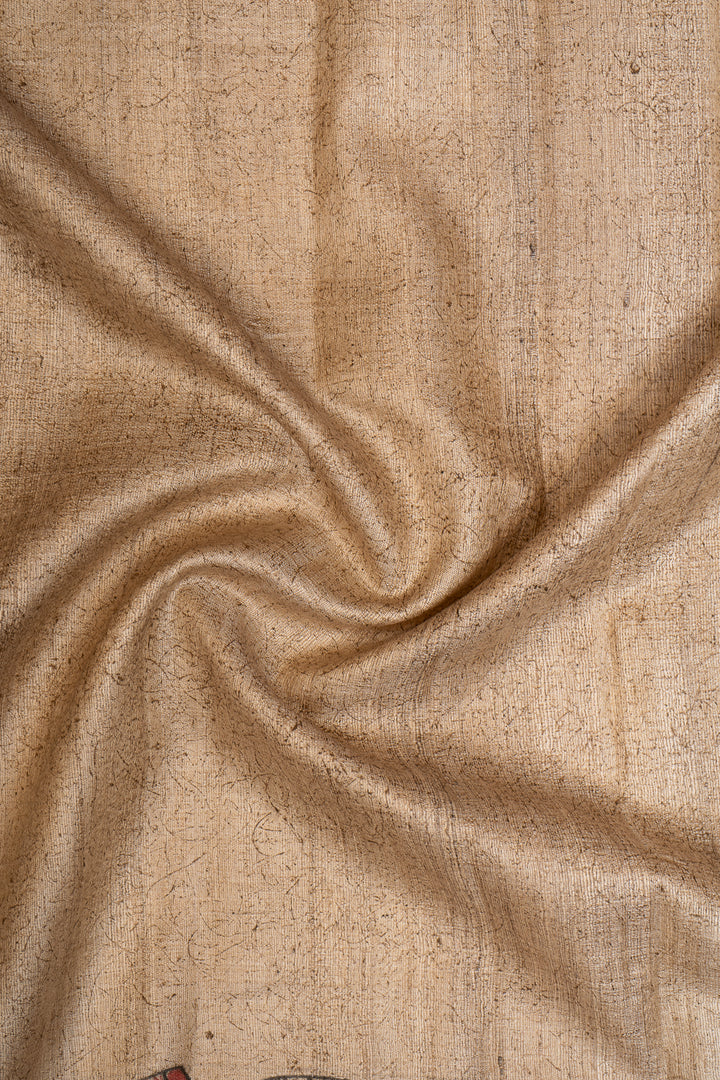 Beige Elephant Vidarbha Pure Tussar Sari - Clio Silks