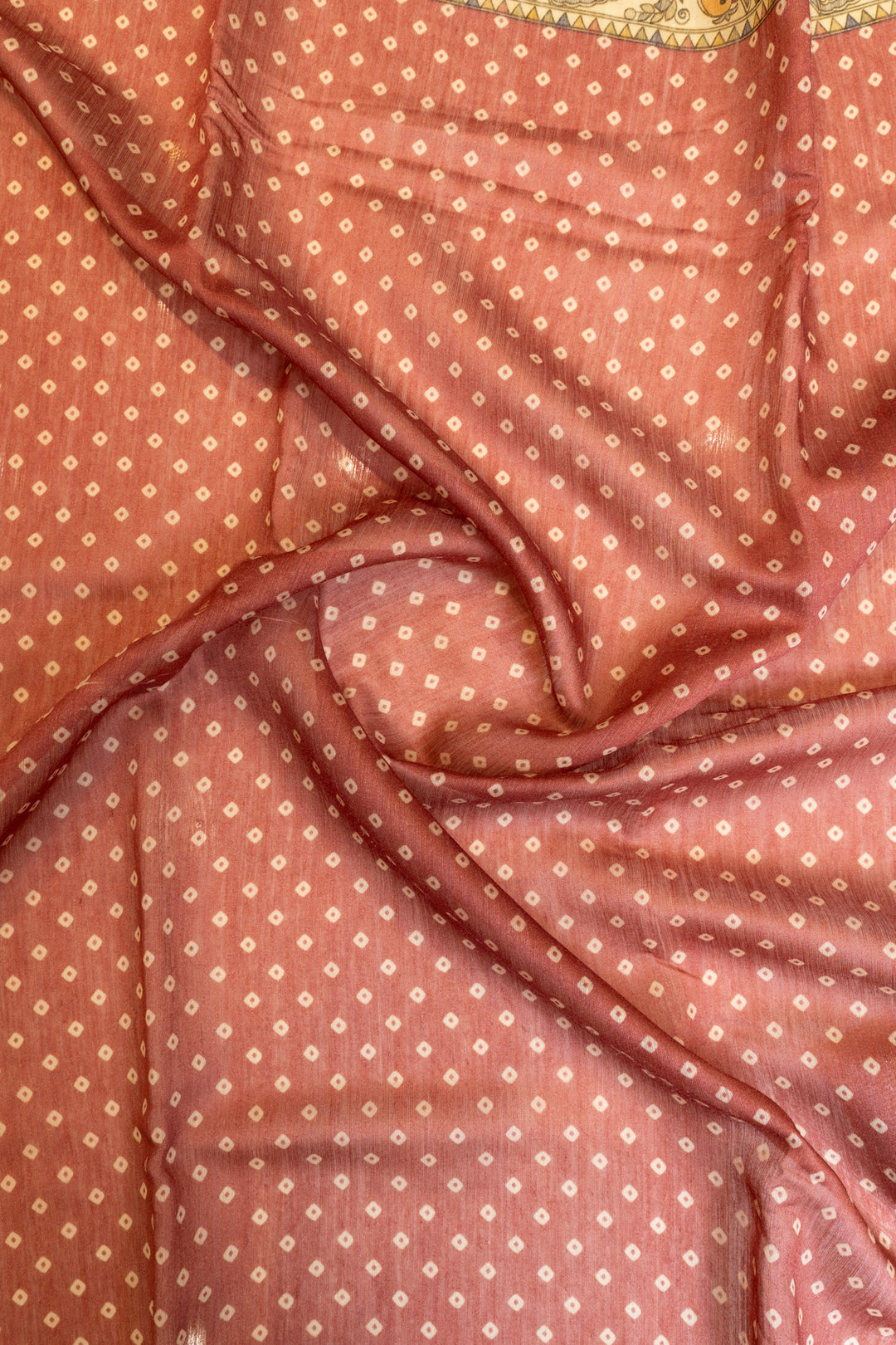 Rust maroon Madhubani pure Moonga Tussar saree