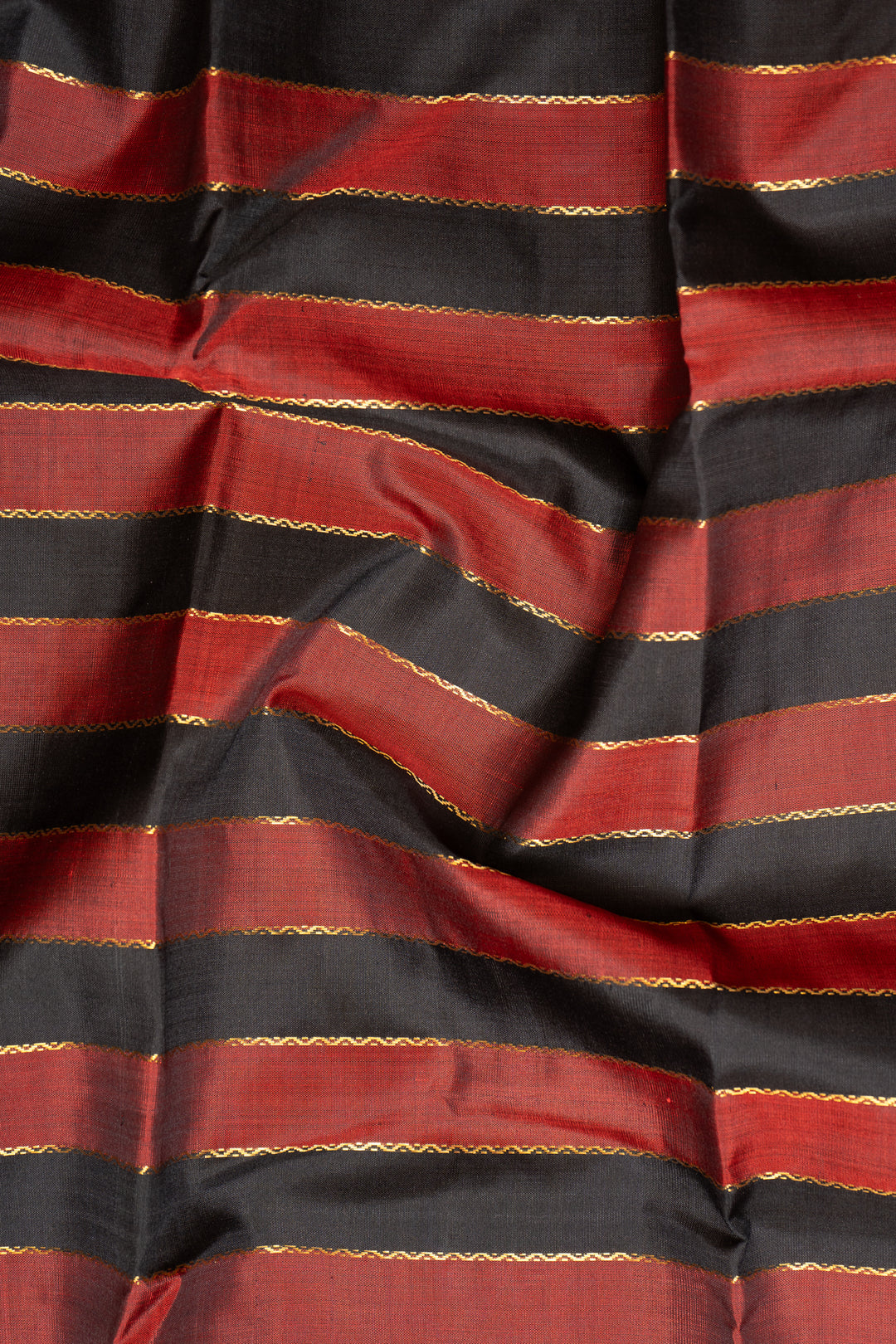 Black and Maroon Pure Zari Stripes Pure Kanchipuram Silk Saree - Clio Silks