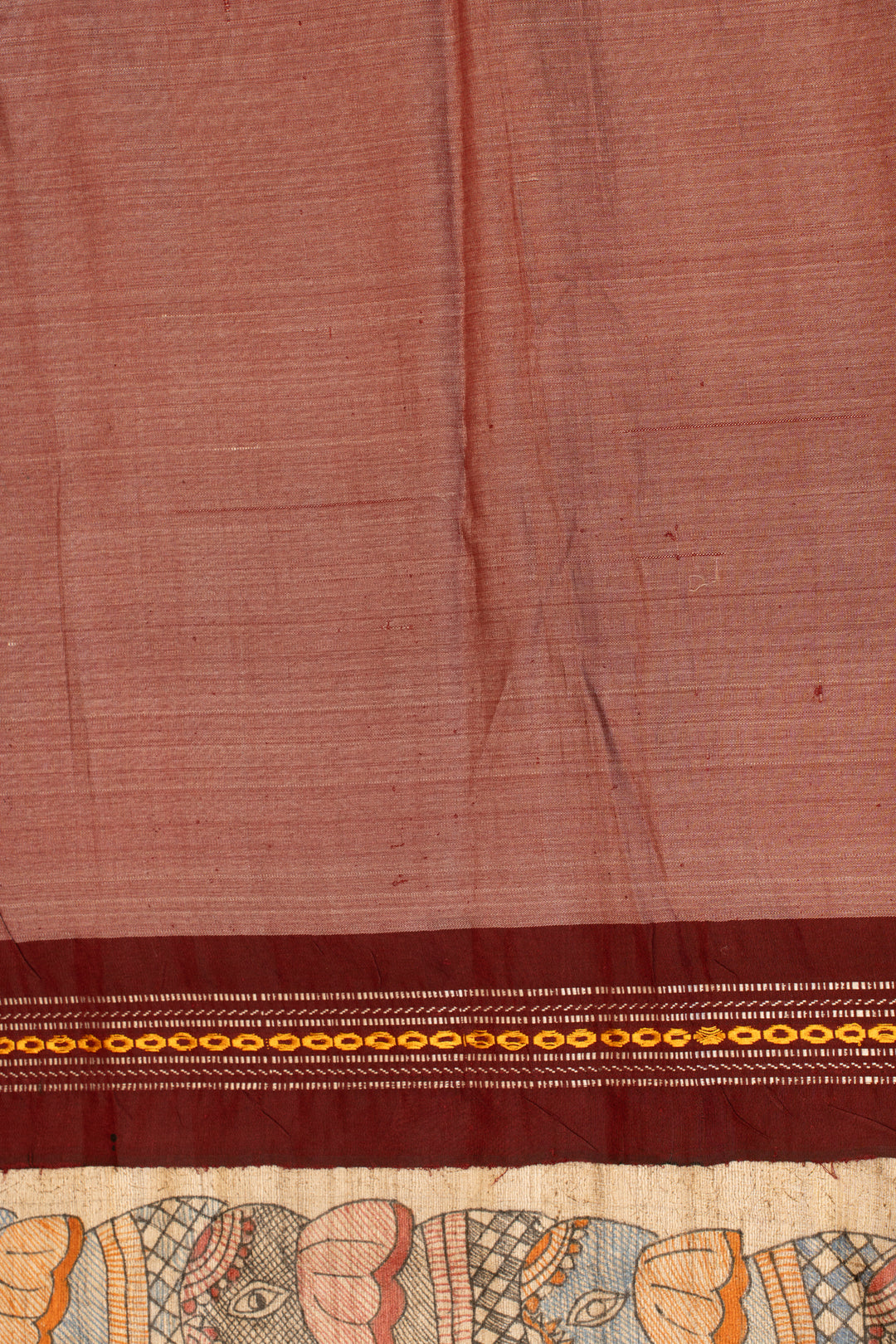 Beige Kalamkari Printed Pure Vidharbha Tussar Saree