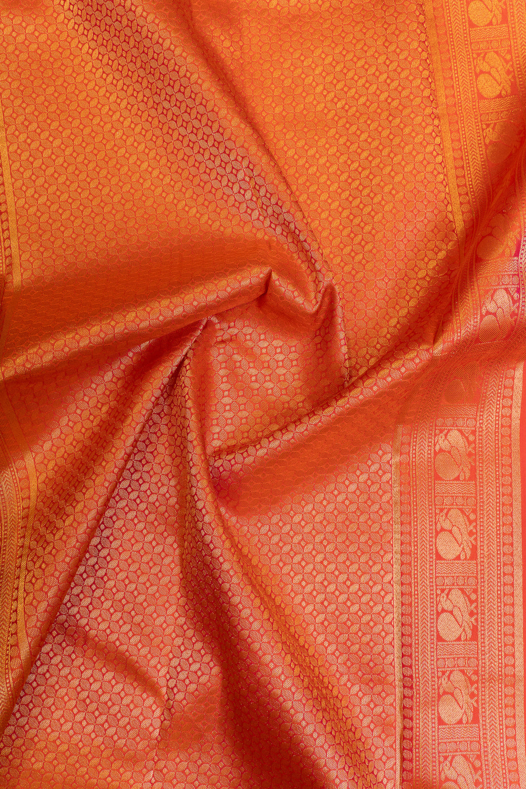 Brown and peach pure Kanchipuram silk saree