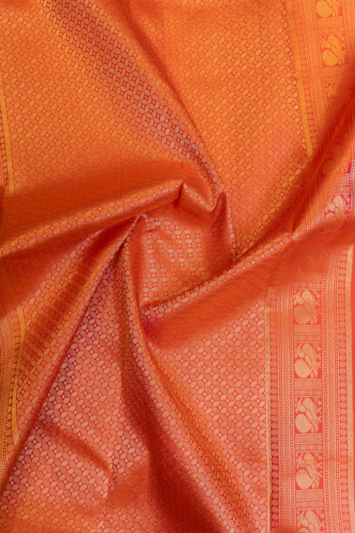 Brown and peach pure Kanchipuram silk saree