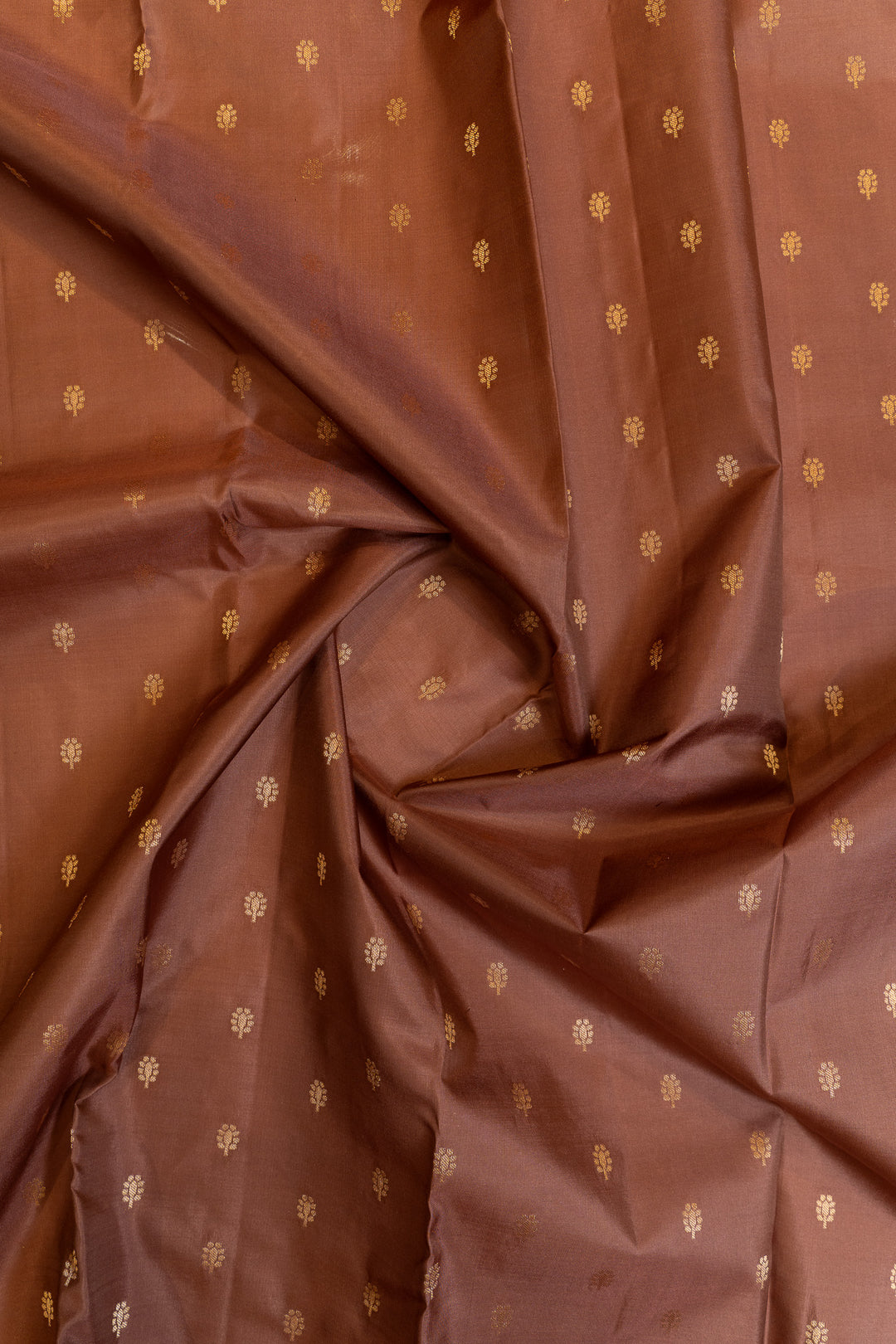 Brown and peach pure Kanchipuram silk saree