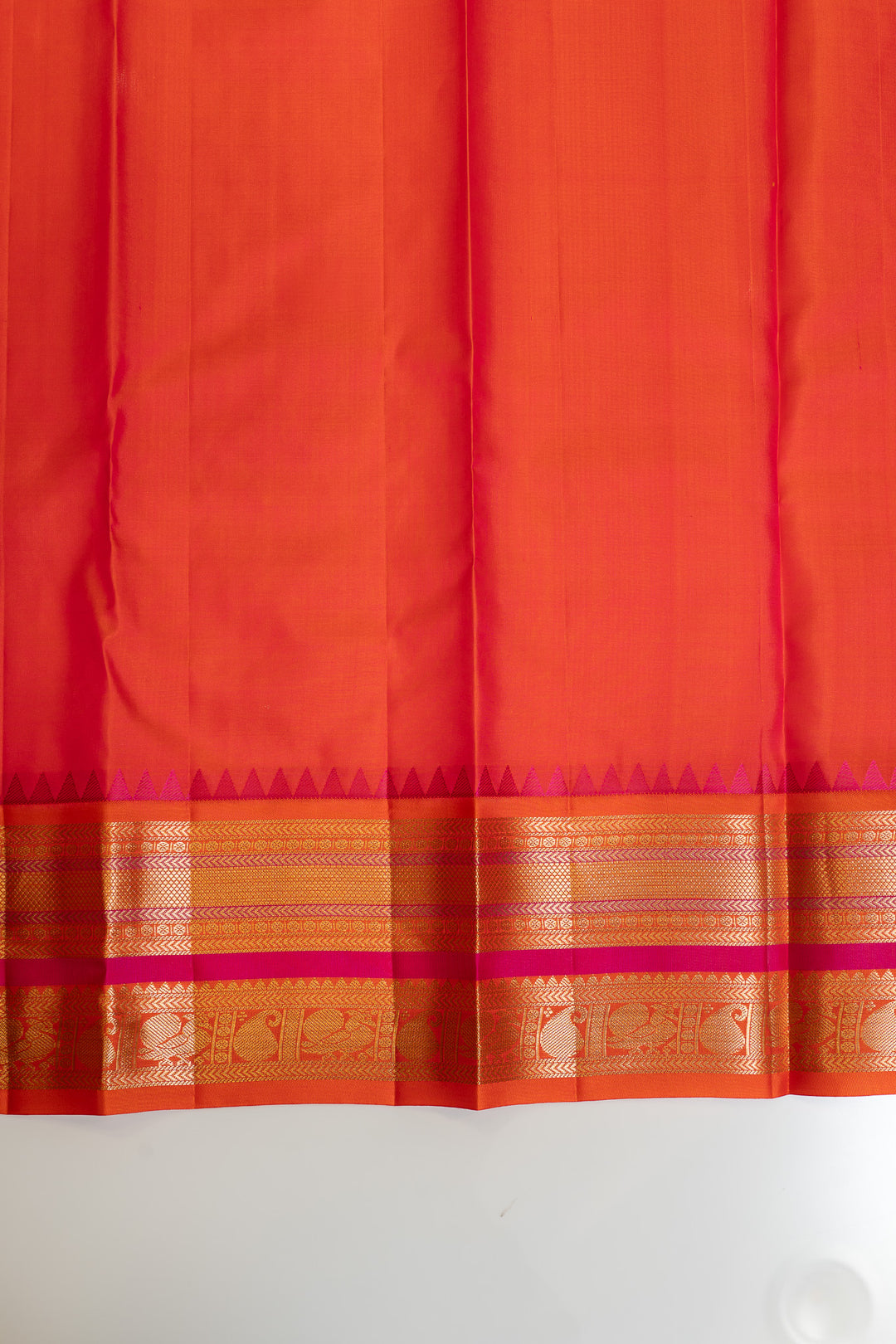 Brown and peach pure Kanchipuram silk saree