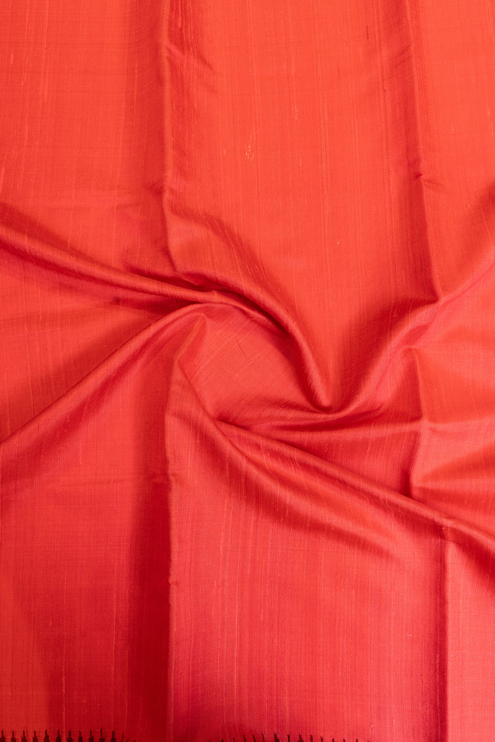 Coral peach and brown pure raw silk Tussar saree