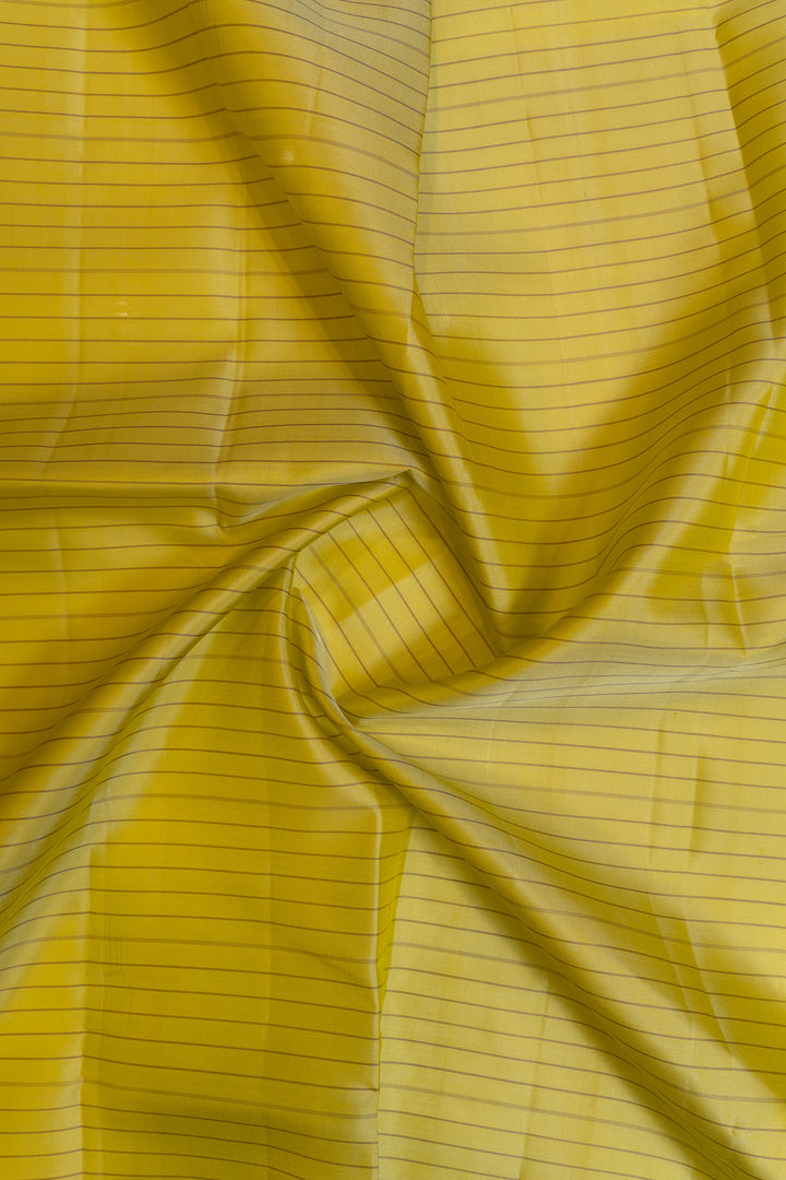 Lime green stripes without zari pure Kanchipuram silk saree