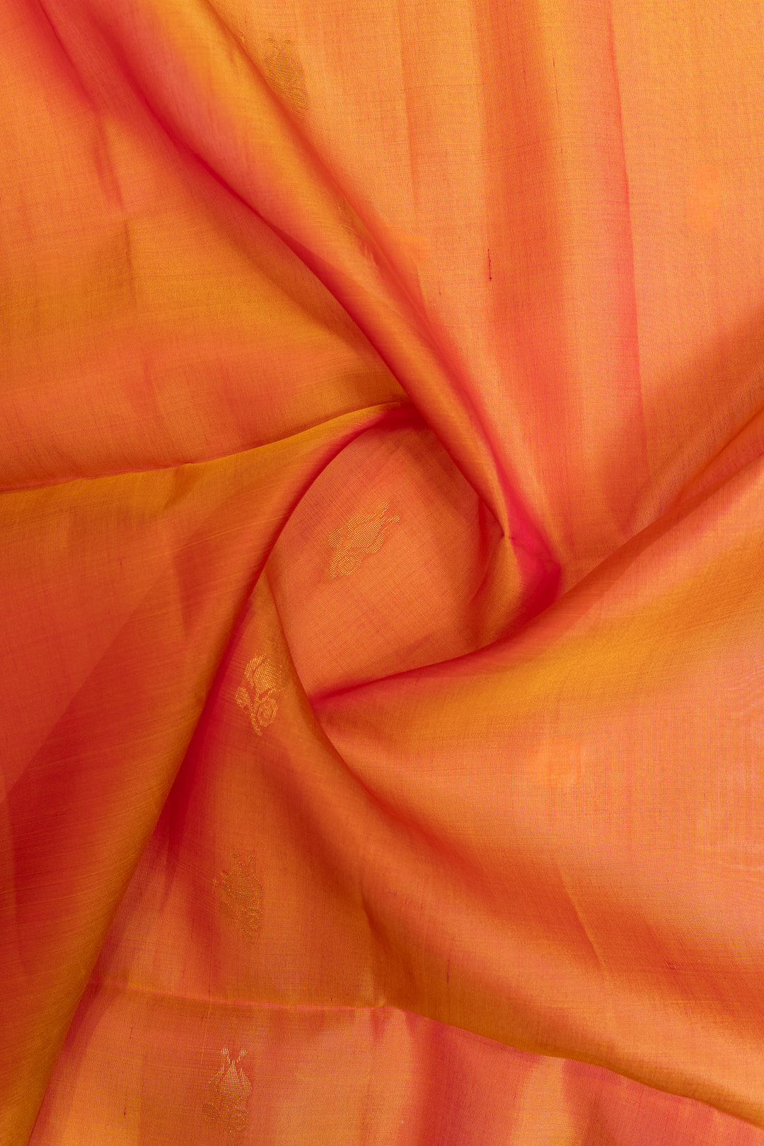 Rust orange and purple pure soft silk saree