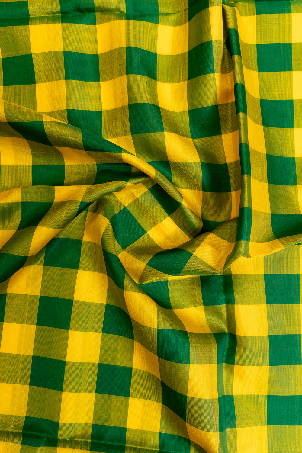 Green and yellow checkered fabric