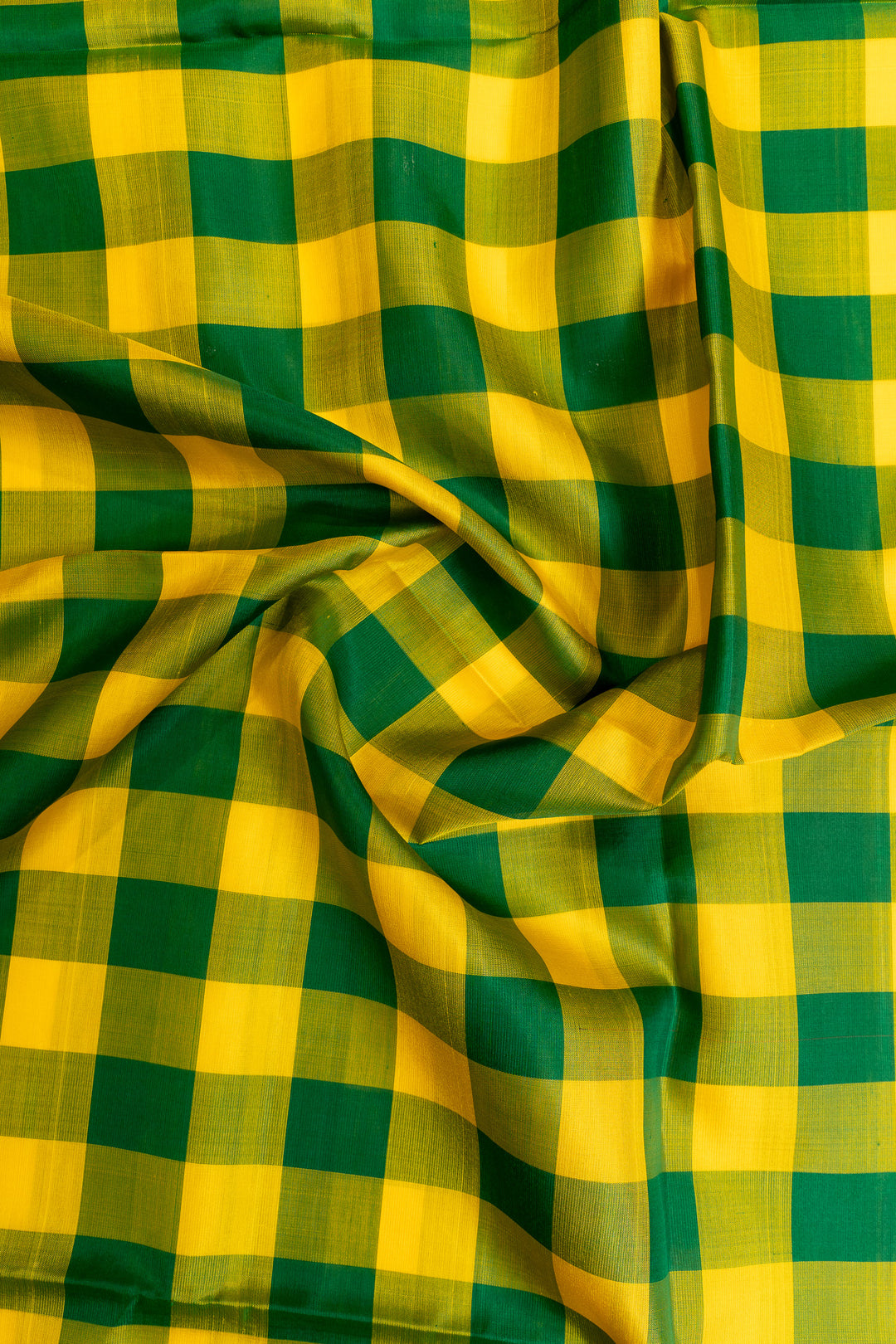 Green and yellow checkered fabric