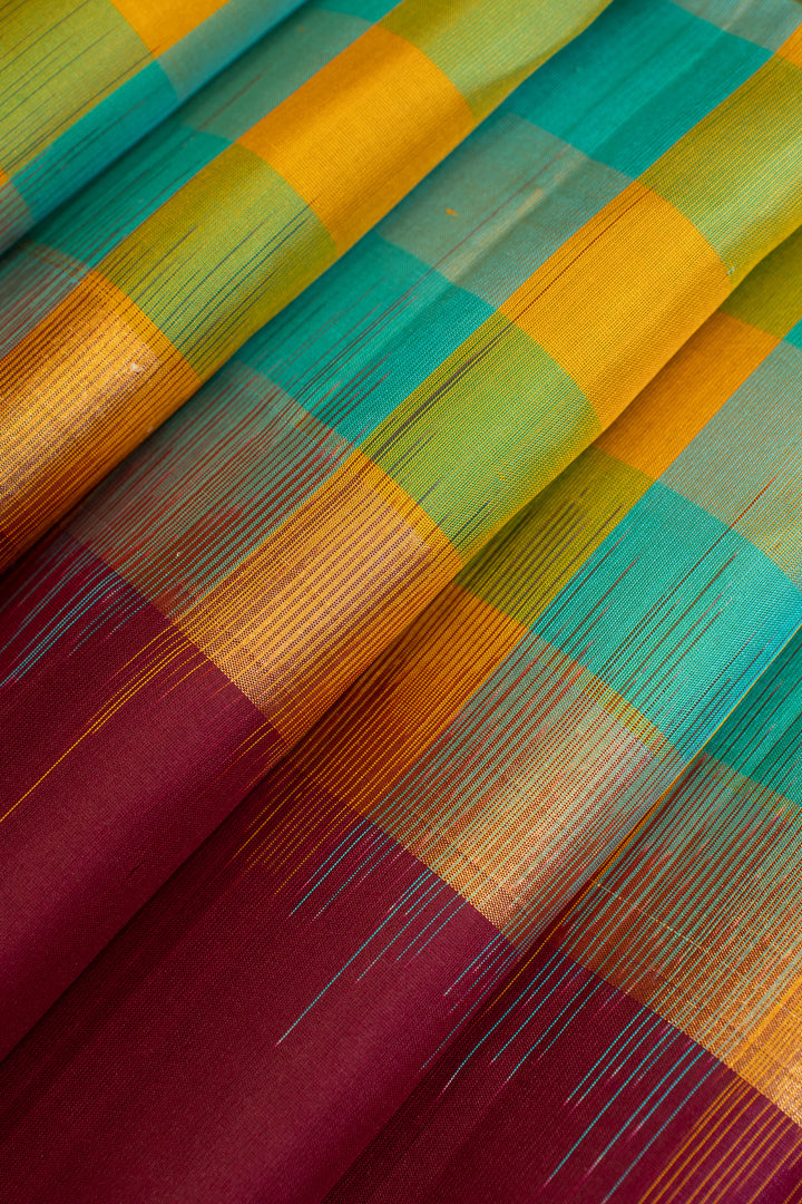 Close-up of colorful fabric with a checkered pattern