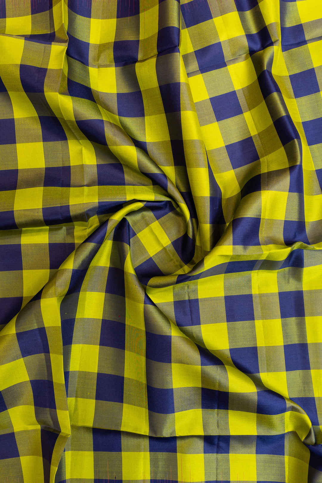 Yellow and blue checkered fabric
