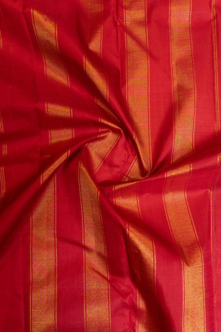 Maroon thread checks rettai pettu pure Kanchipuram silk saree