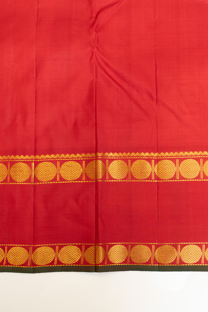 Maroon thread checks rettai pettu pure Kanchipuram silk saree