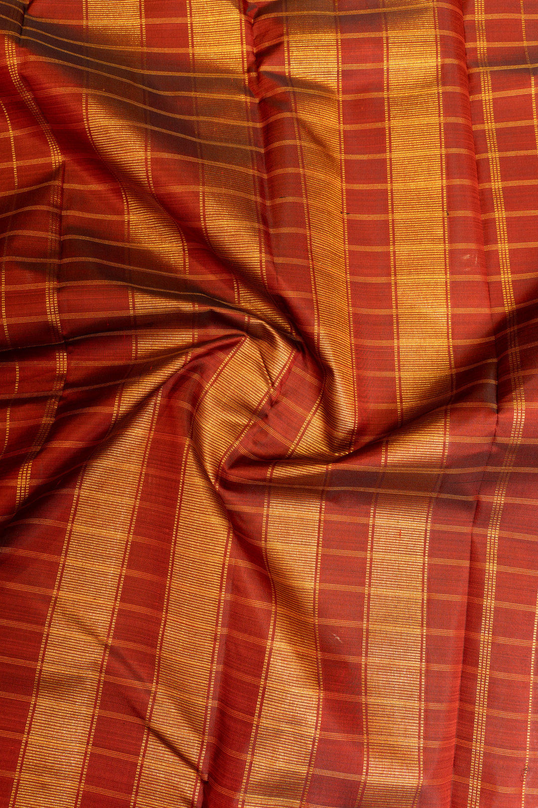 Rust maroon Muthu zari checks pure Kanchipuram silk saree