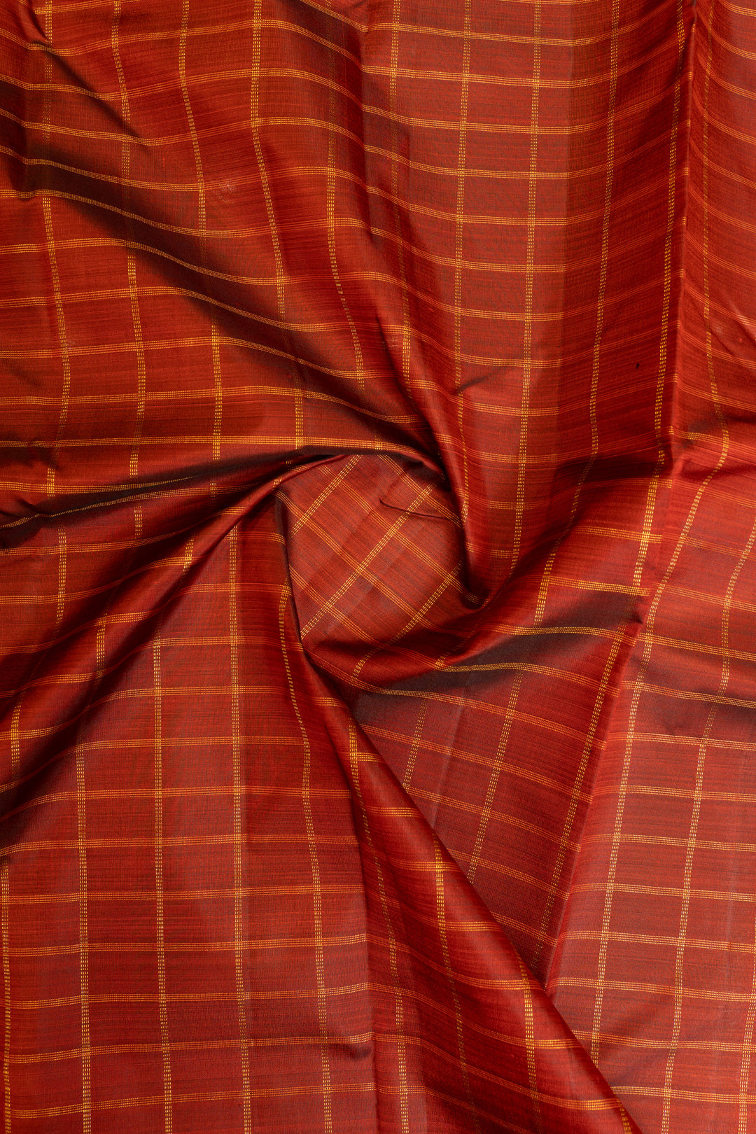 Rust maroon Muthu zari checks pure Kanchipuram silk saree