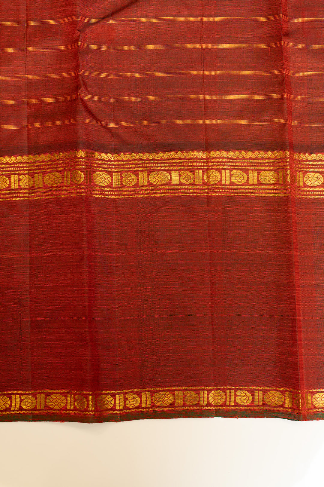 Rust maroon Muthu zari checks pure Kanchipuram silk saree