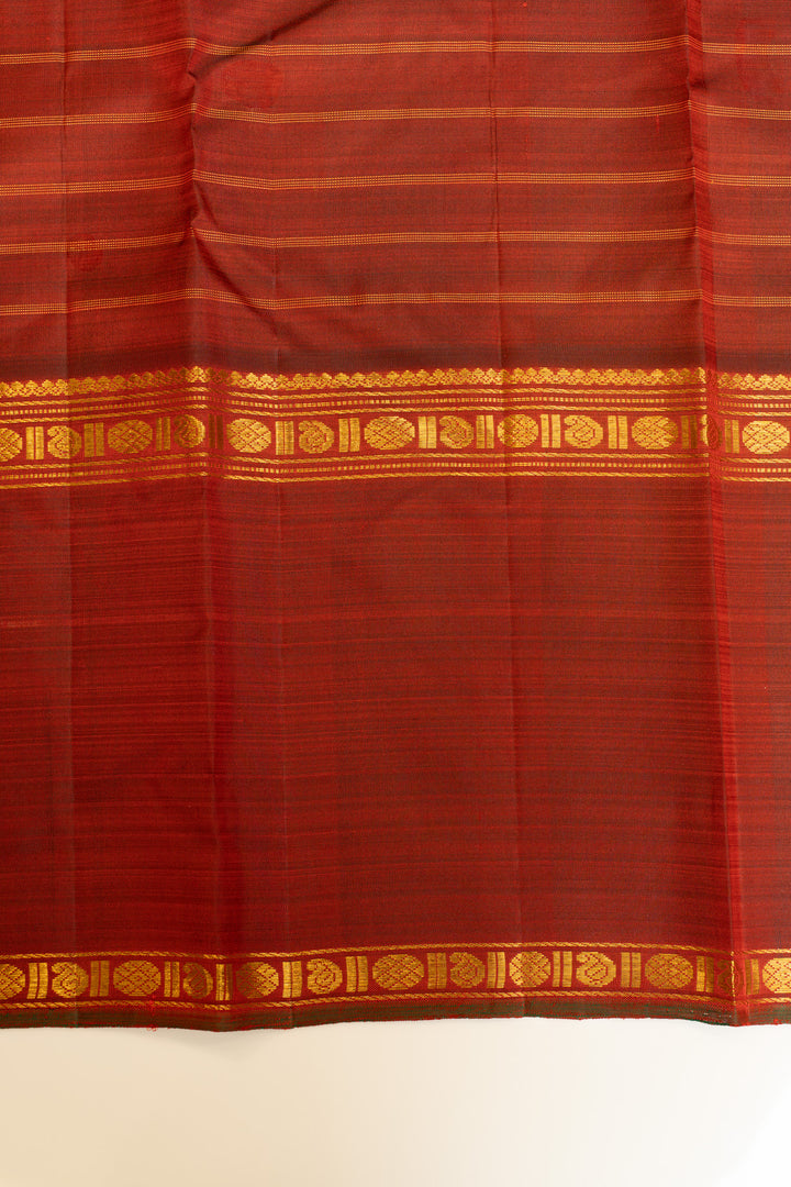 Rust maroon Muthu zari checks pure Kanchipuram silk saree