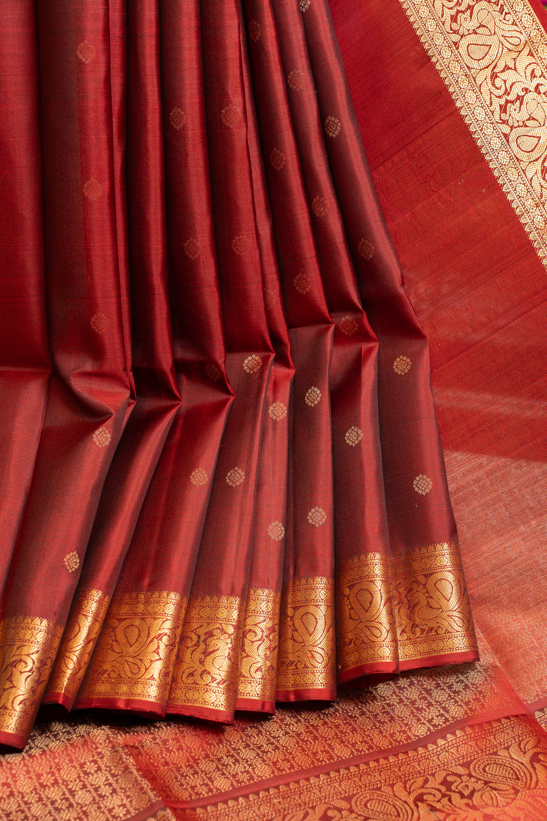 Maroon traditional pure soft silk saree