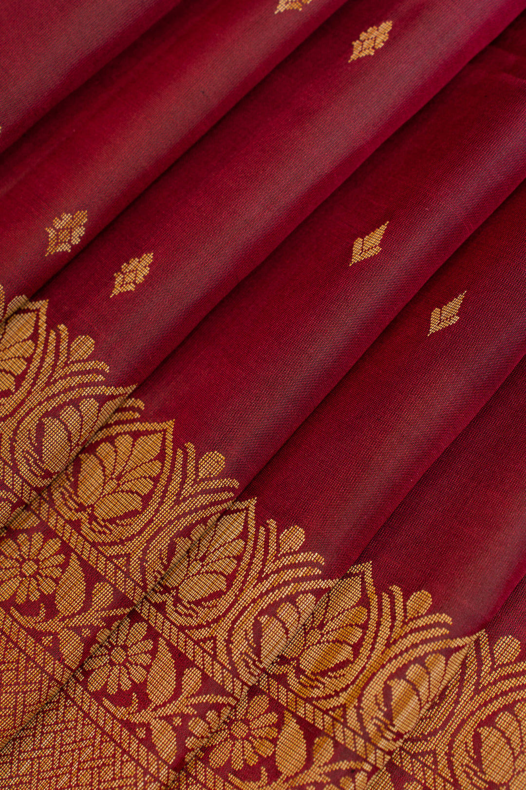 Maroon thread work pure soft silk saree