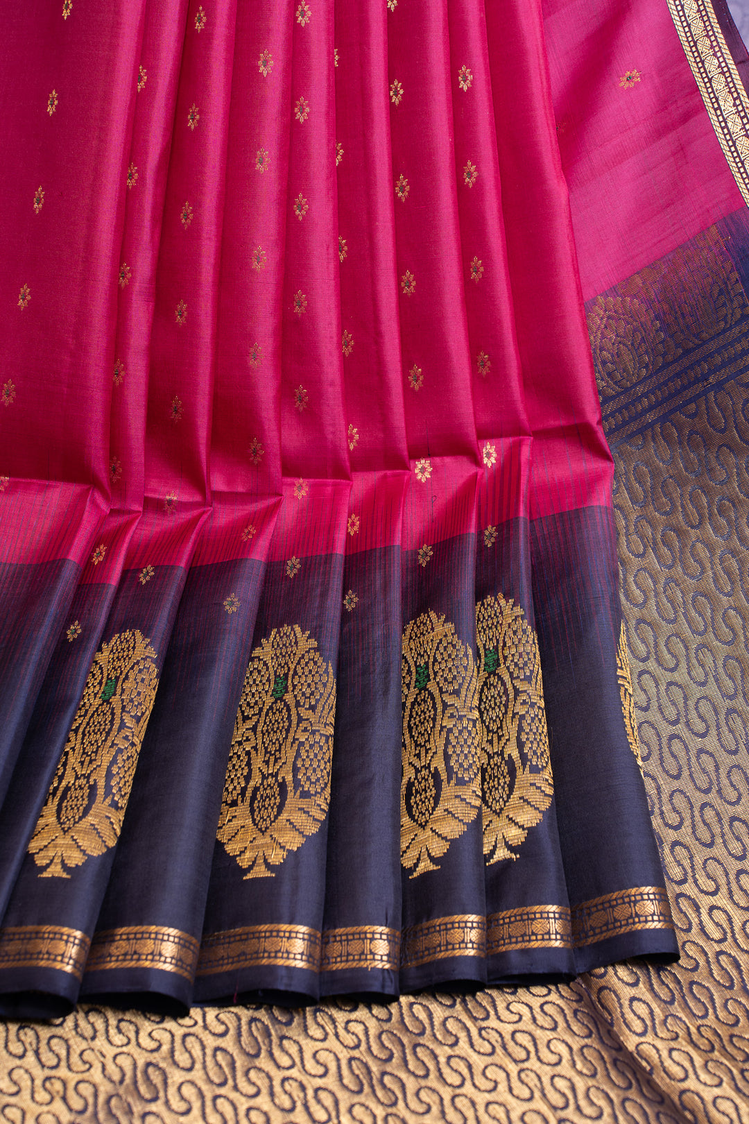 Magenta and purple minakari pure soft silk saree
