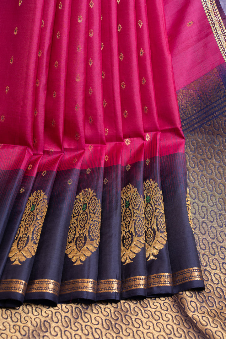 Magenta and purple minakari pure soft silk saree