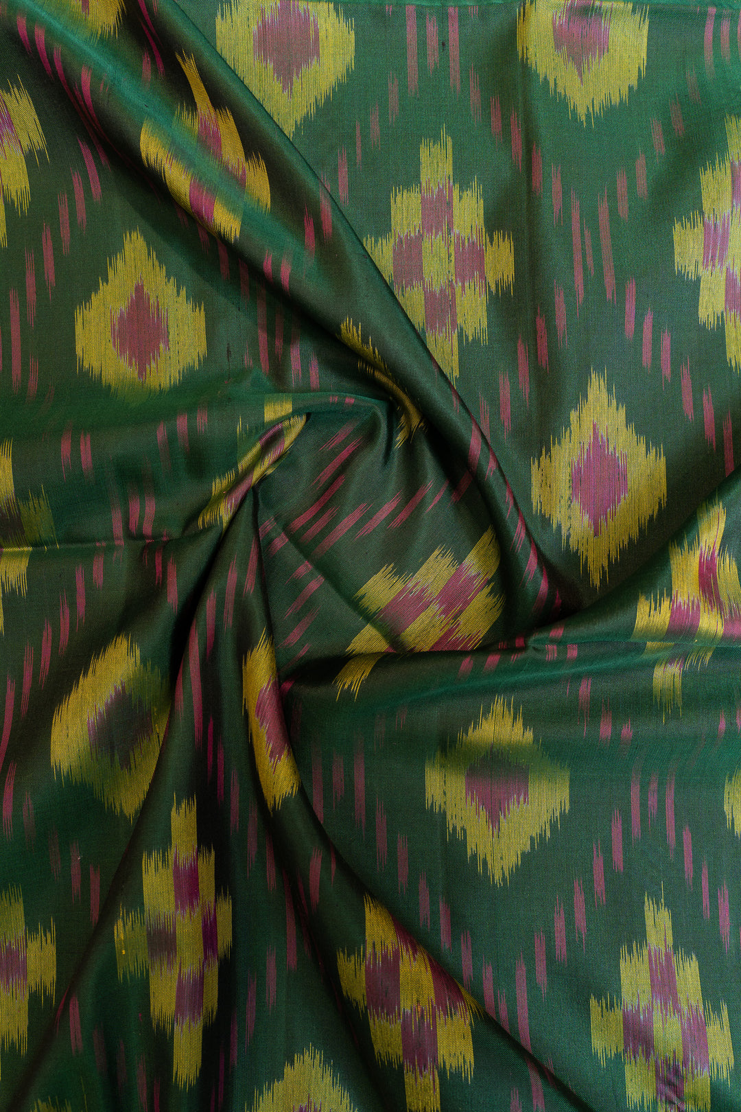 Green and peach ikat pure soft silk saree