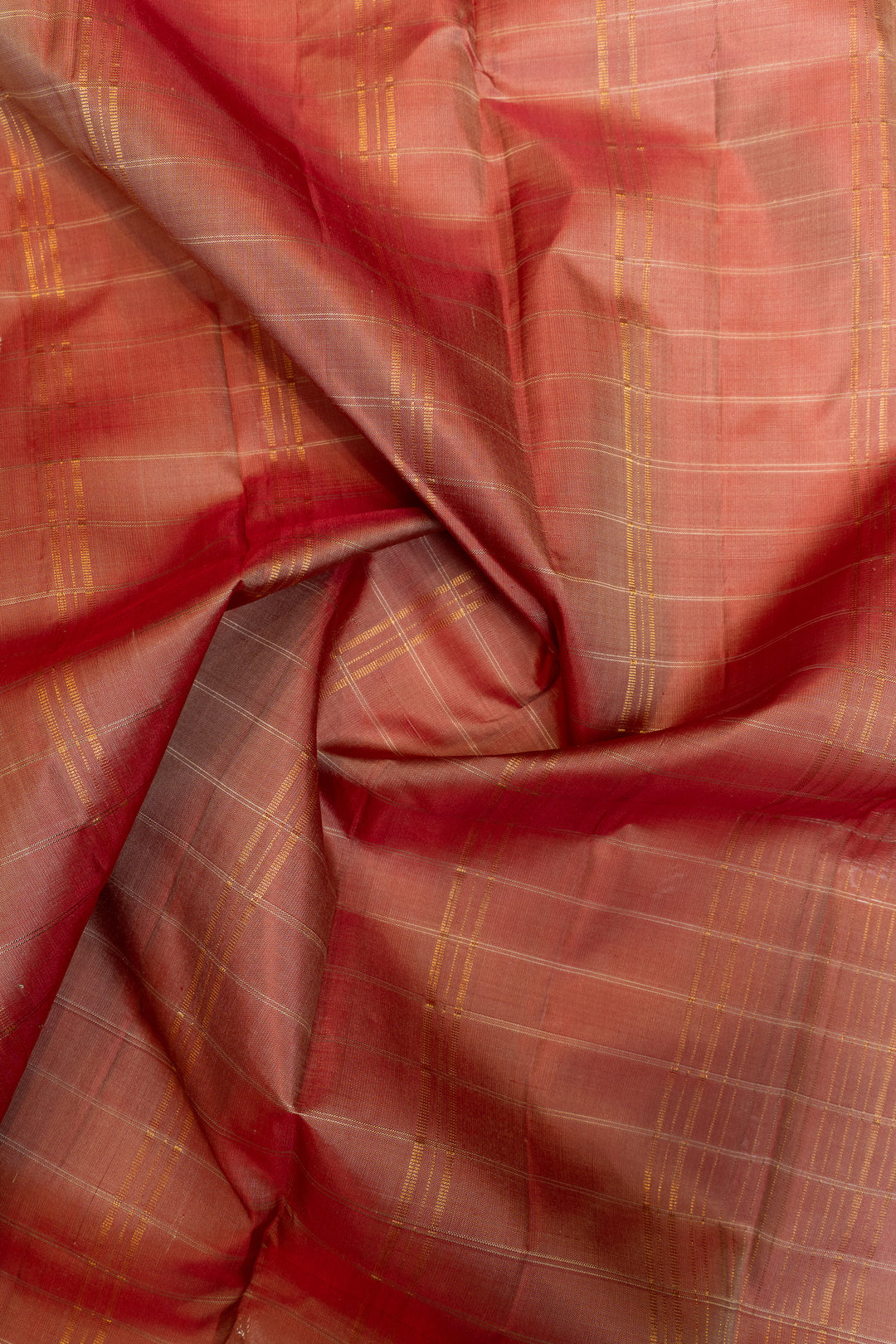 Beige and rouge pink stripes pure silk saree