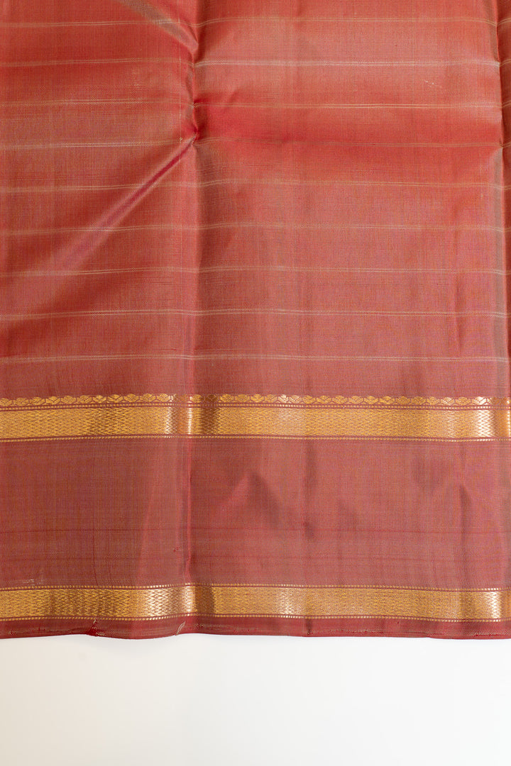 Beige and rouge pink stripes pure silk saree