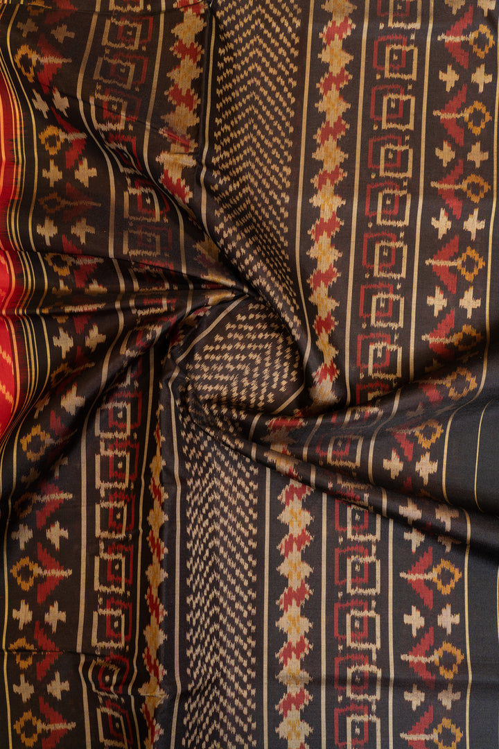Red chevron pure patan Patola ikat silk saree