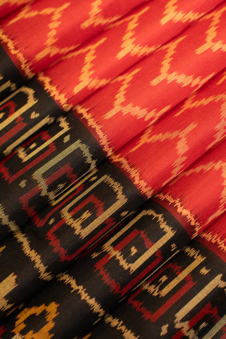 Red chevron pure patan Patola ikat silk saree