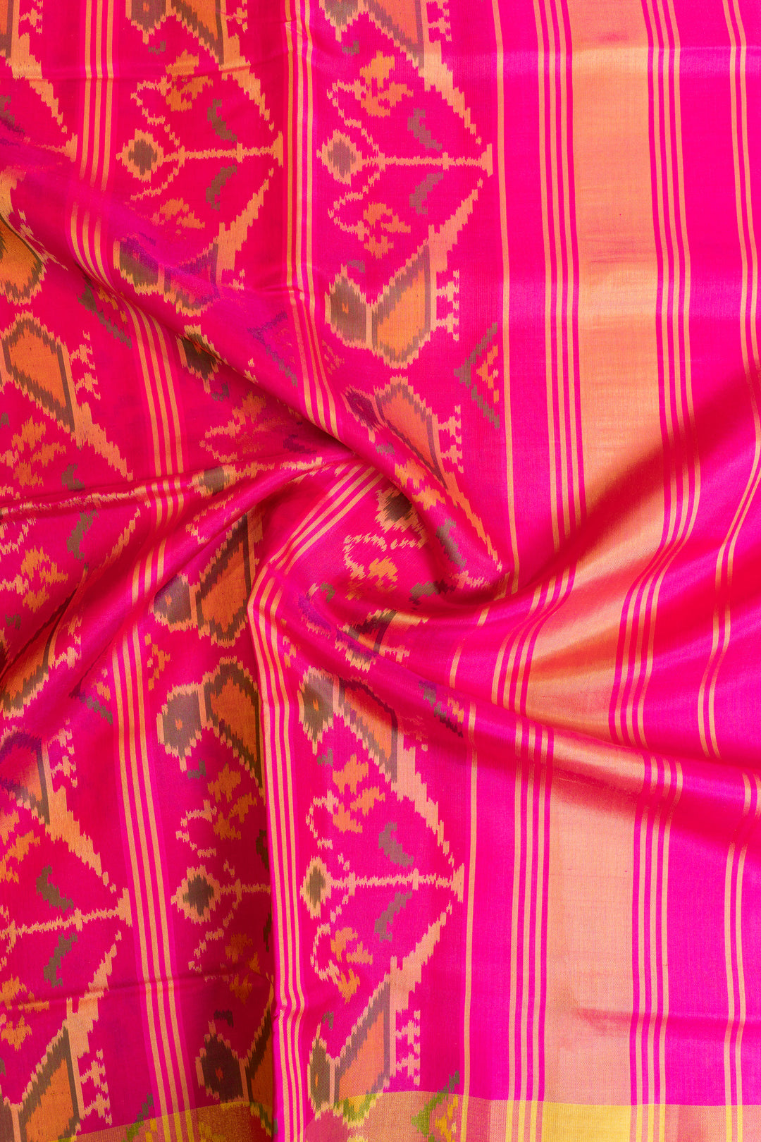 Peach pink pure patan Patola ikat silk saree