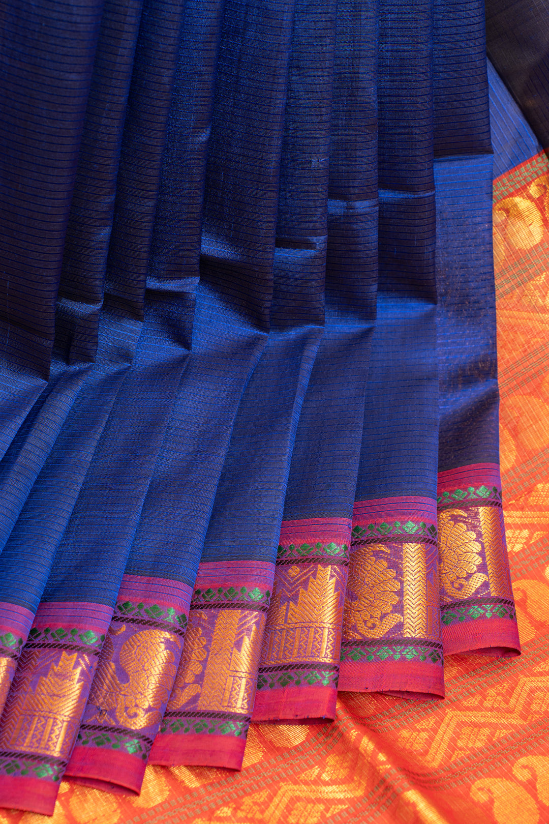 MS blue checks pure silk cotton saree