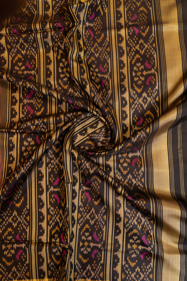 Rani pink pure ikat patan patola silk saree