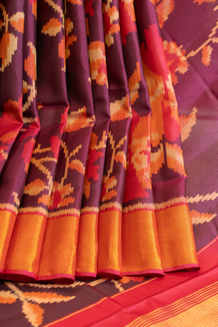 Purple pure ikat patan patola silk saree