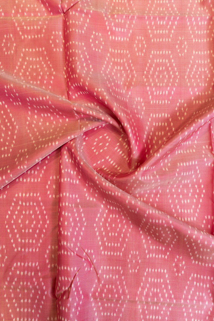 Pastel pink and grey pure ikat patan patola silk saree