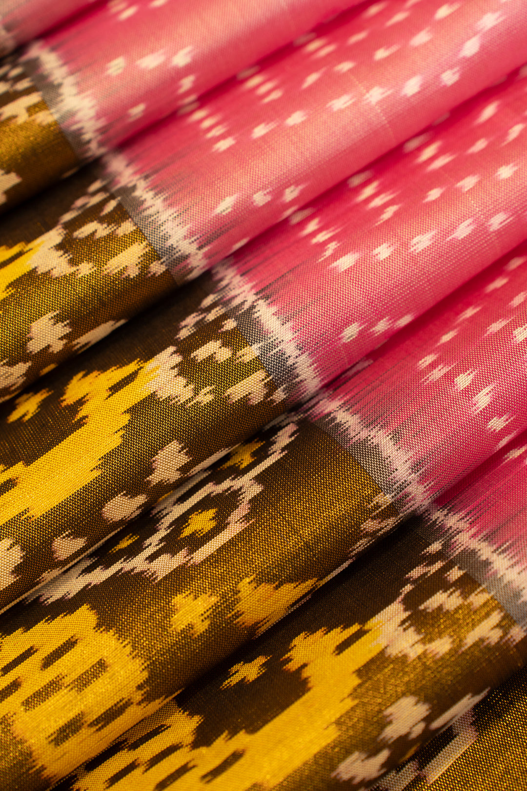 Pastel pink and grey pure ikat patan patola silk saree