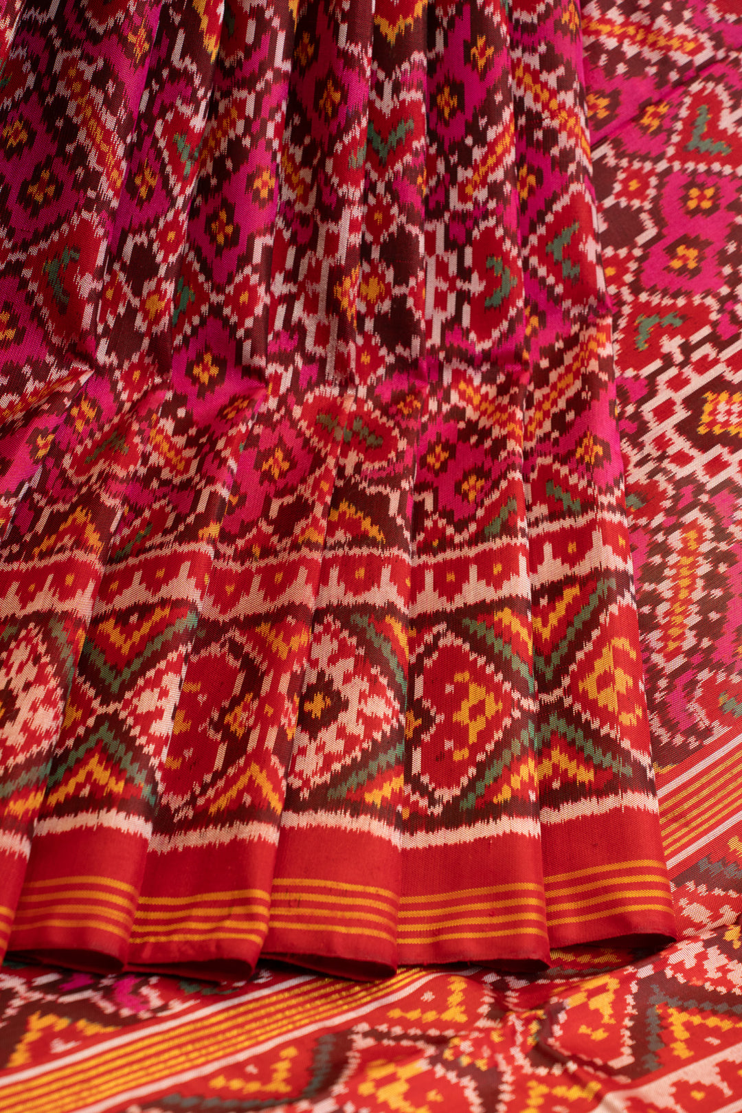Magenta pure single ikat patan patola silk saree