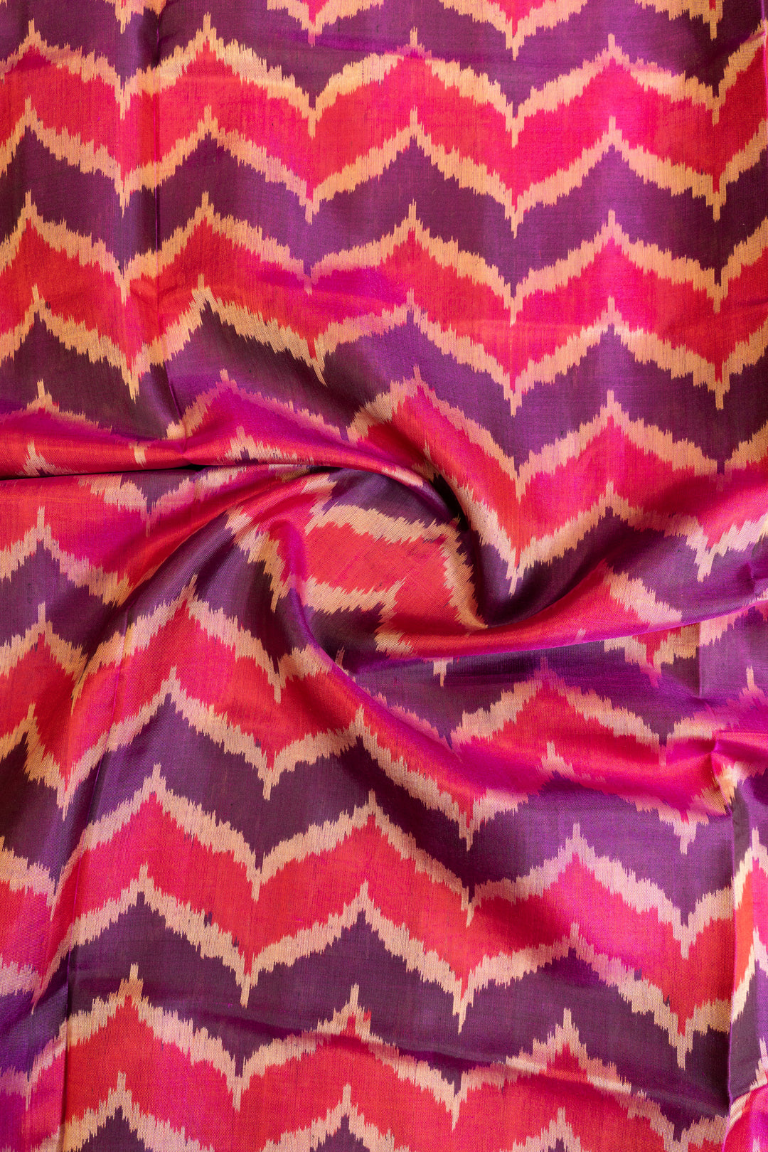 Purple and pink leheriya pure ikat patan patola silk saree
