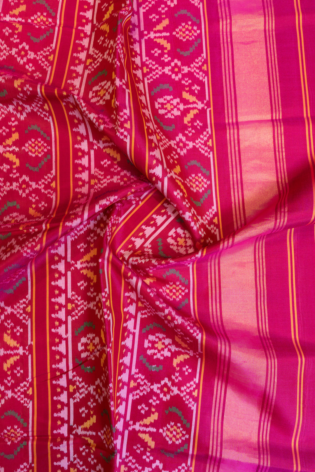 Purple and pink pure single ikat patan patola silk saree