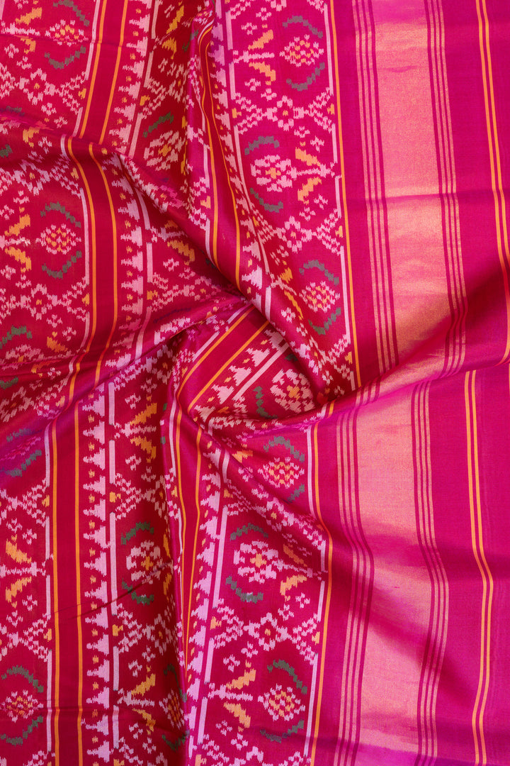 Purple and pink pure single ikat patan patola silk saree