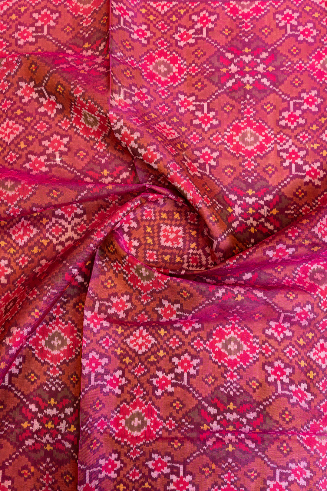 Purple and pink pure single ikat patan patola silk saree