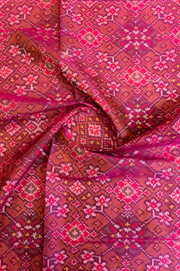 Purple and pink pure single ikat patan patola silk saree