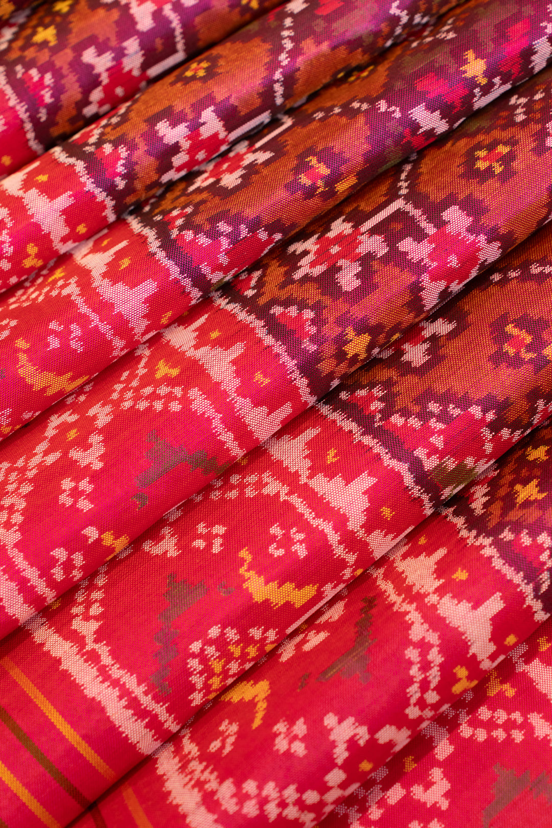 Purple and pink pure single ikat patan patola silk saree