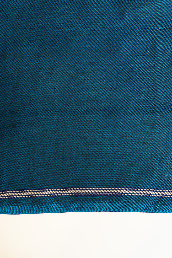 Peacock blue twill pure ikat patan patola silk saree