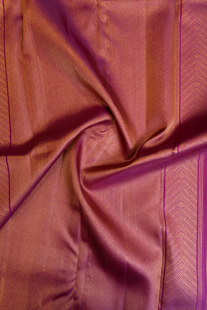 Magenta borderless brocade pure Kanchipuram silk saree