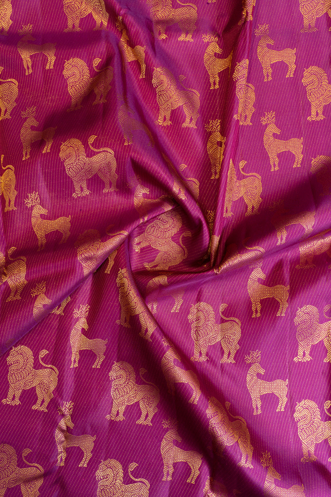 Magenta borderless brocade pure Kanchipuram silk saree