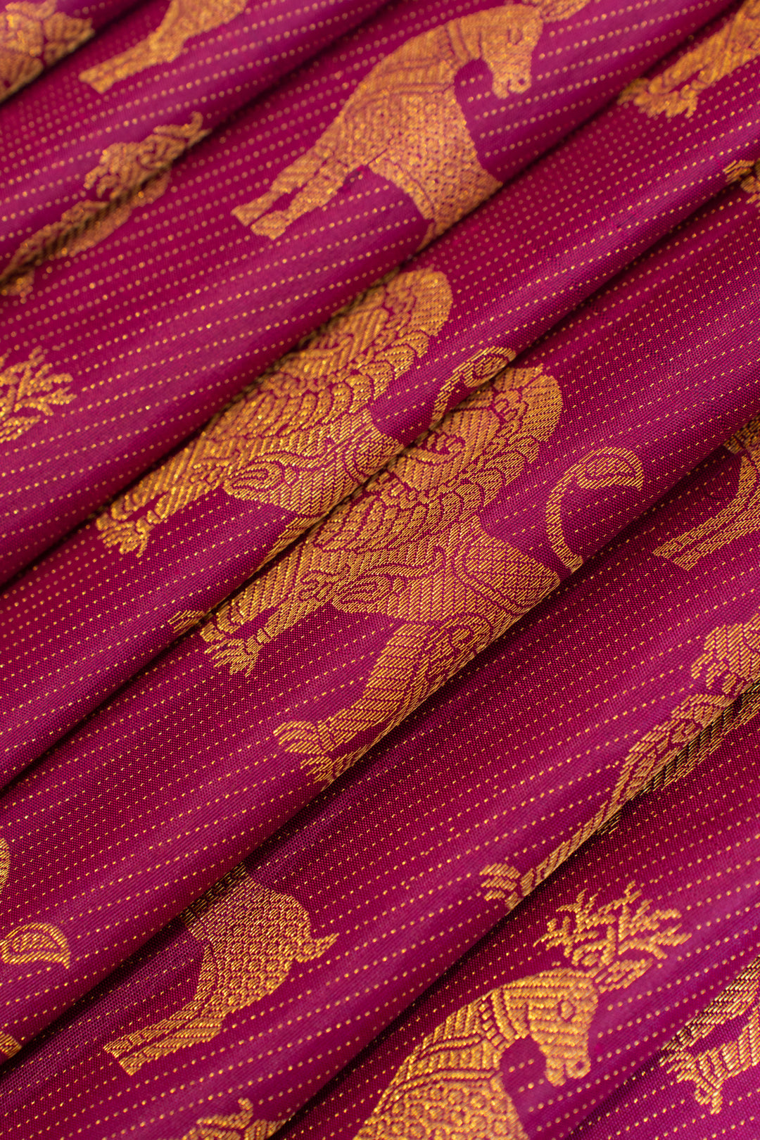 Magenta borderless brocade pure Kanchipuram silk saree